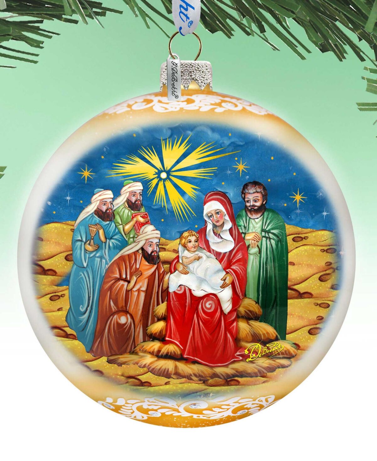 Designocracy Holy Family and Three Kings Lg Holiday Glass Collectible Ornaments G. DeBrekht - Multi Color