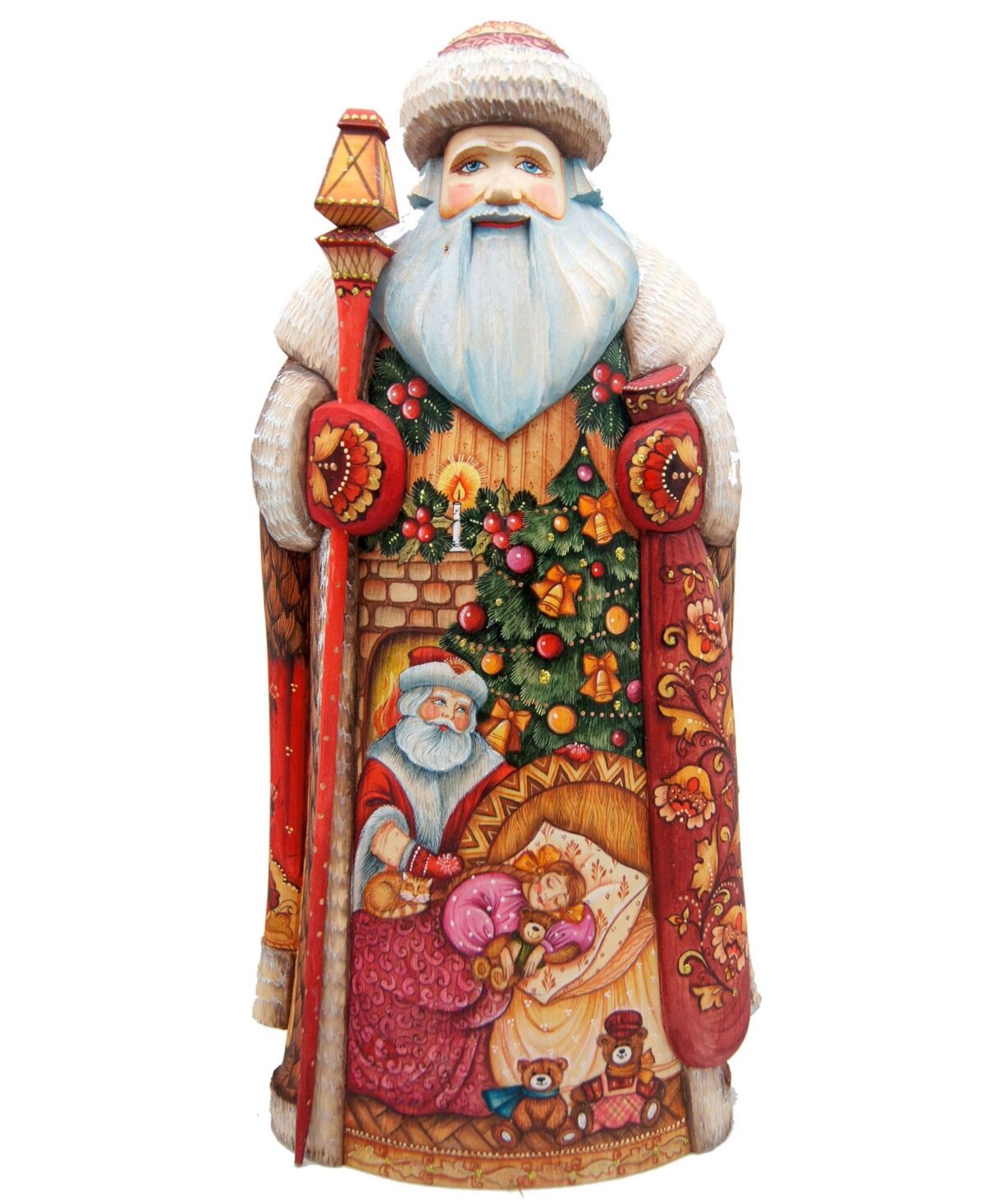 G.DeBrekht Woodcarved and Hand Painted Night Before Christmas Santa Claus Figurine - Multi