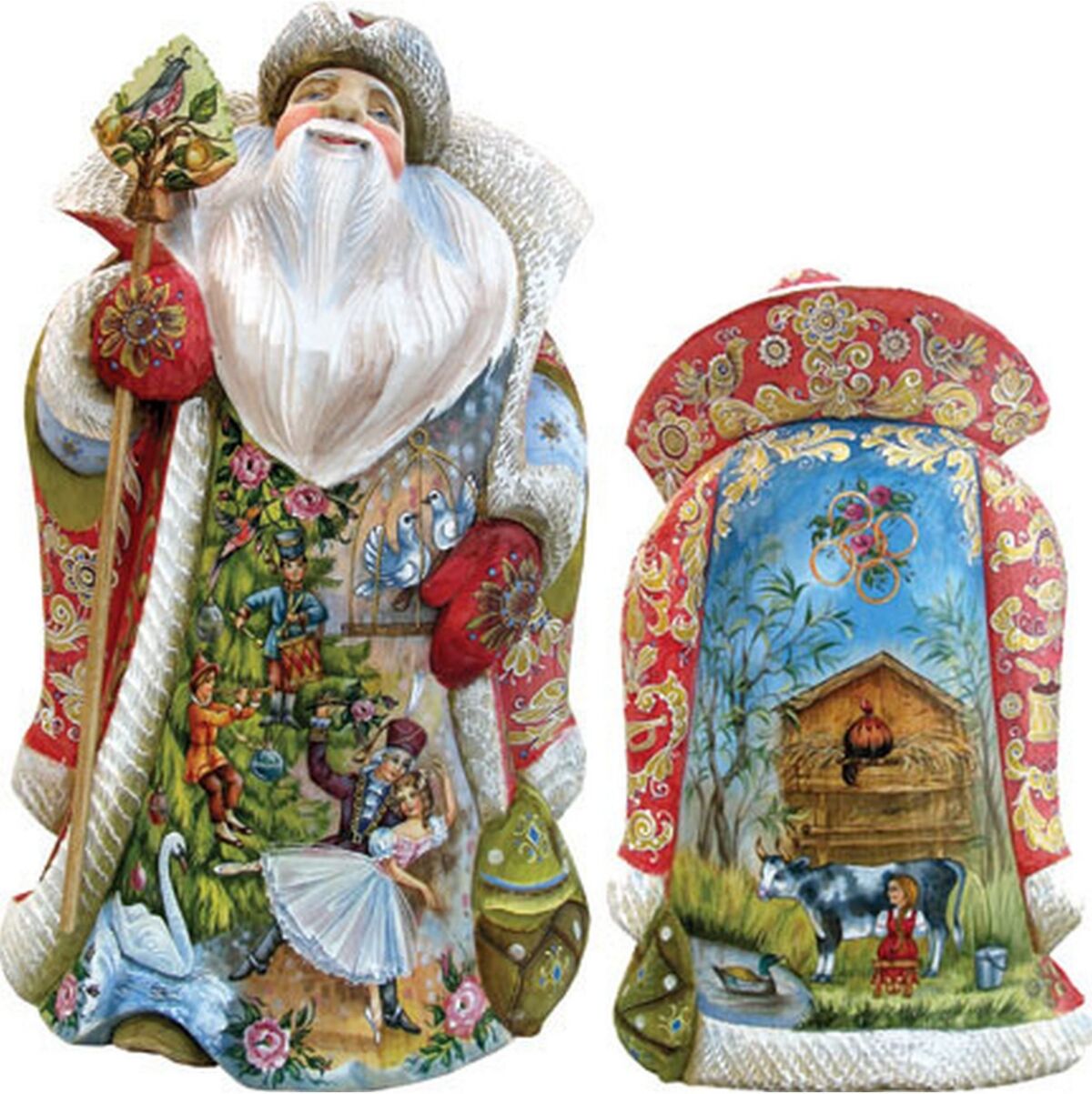 G.DeBrekht Woodcarved and Hand Painted 12 Days of Christmas Santa Figurine - Multi