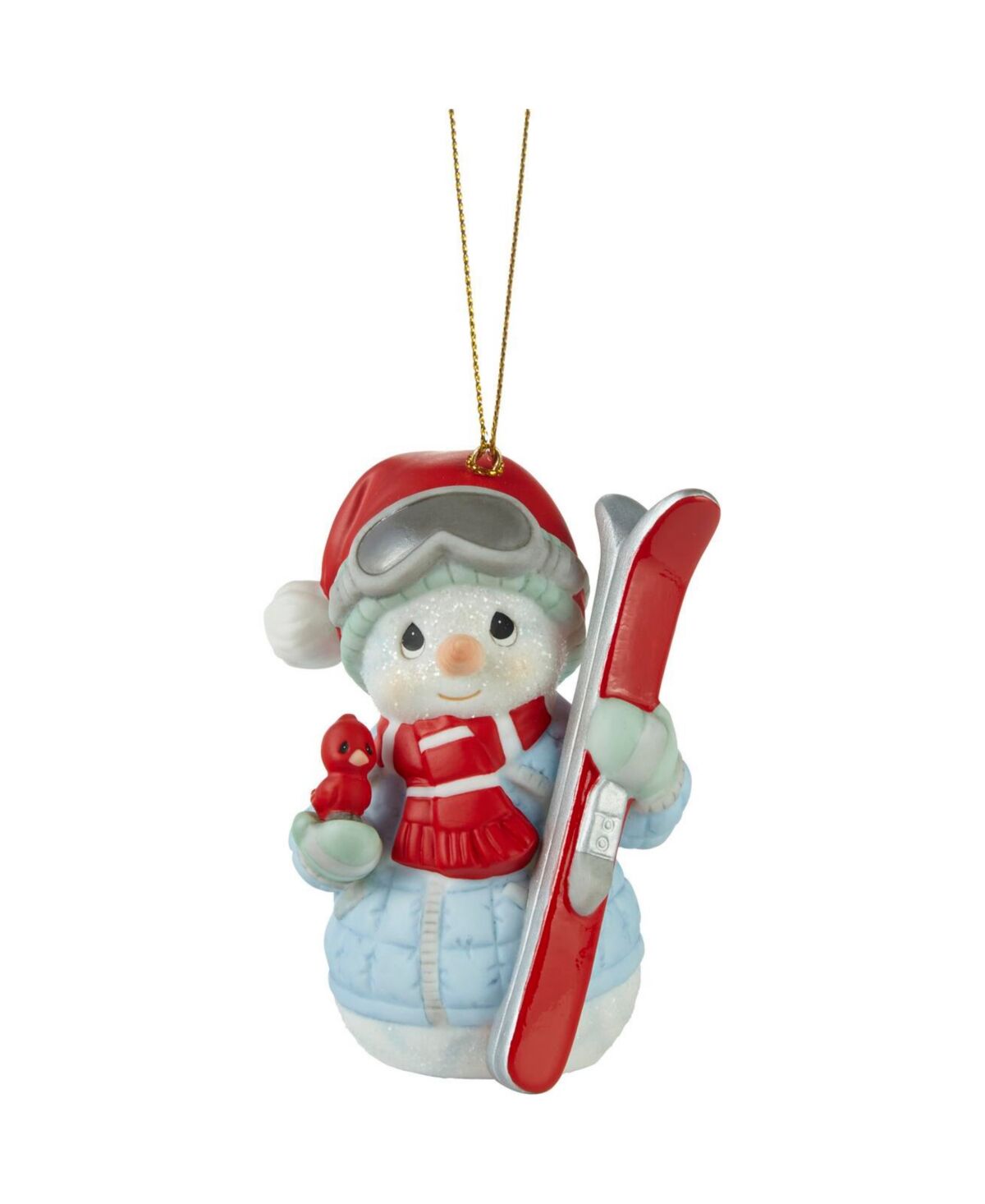Precious Moments Tis The Ski-Son To Be Jolly Annual Snowman Bisque Porcelain Ornament - Multicolored