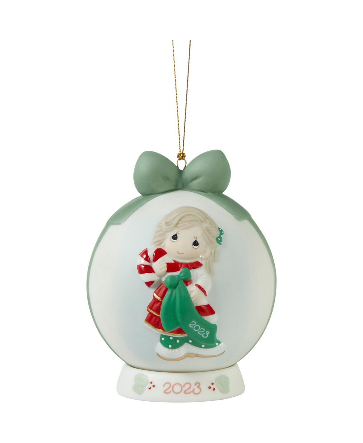 Precious Moments Sweet Christmas Wishes 2023 Dated Ball Bisque Porcelain Ornament - Multicolored