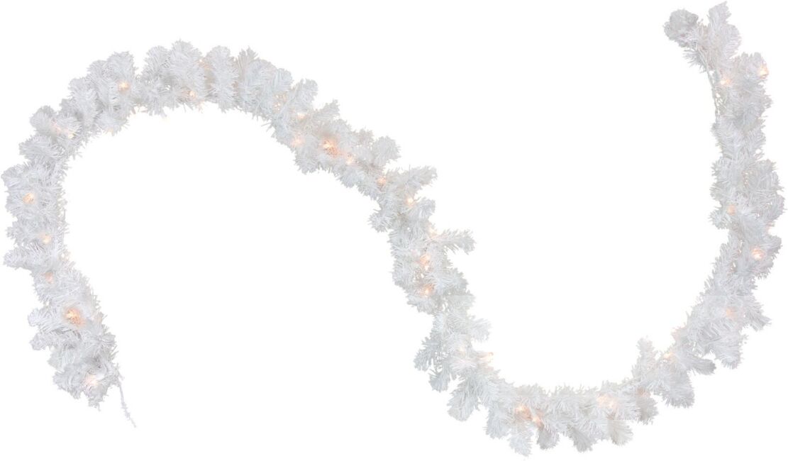 Northlight 9' Pre-Lit Snow White Artificial Christmas Garland - Clear Lights - White