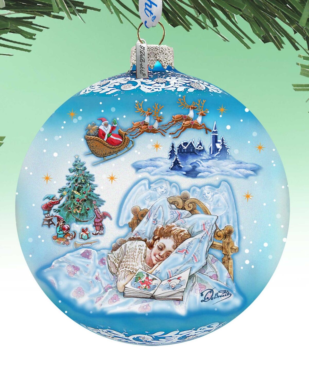 Designocracy Winter Fairy Tale Dream Large Christmas Glass Collectible Ornaments G. DeBrekht - Multi Color