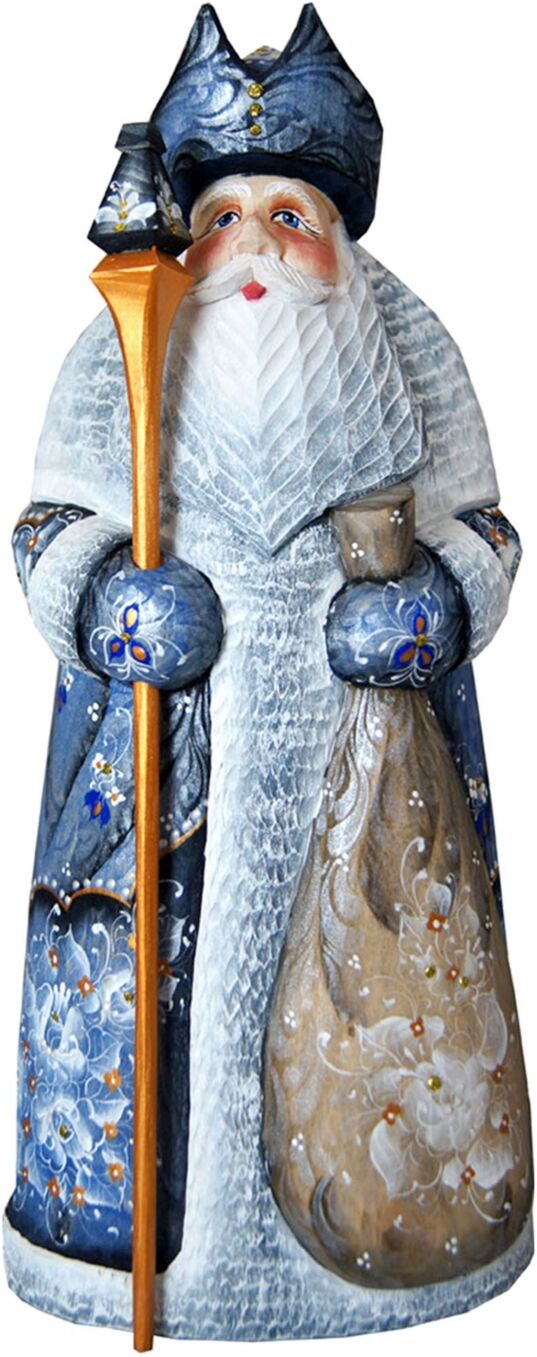 G.DeBrekht Woodcarved and Hand Painted Ornamental Santa Blue Figurine - Multi