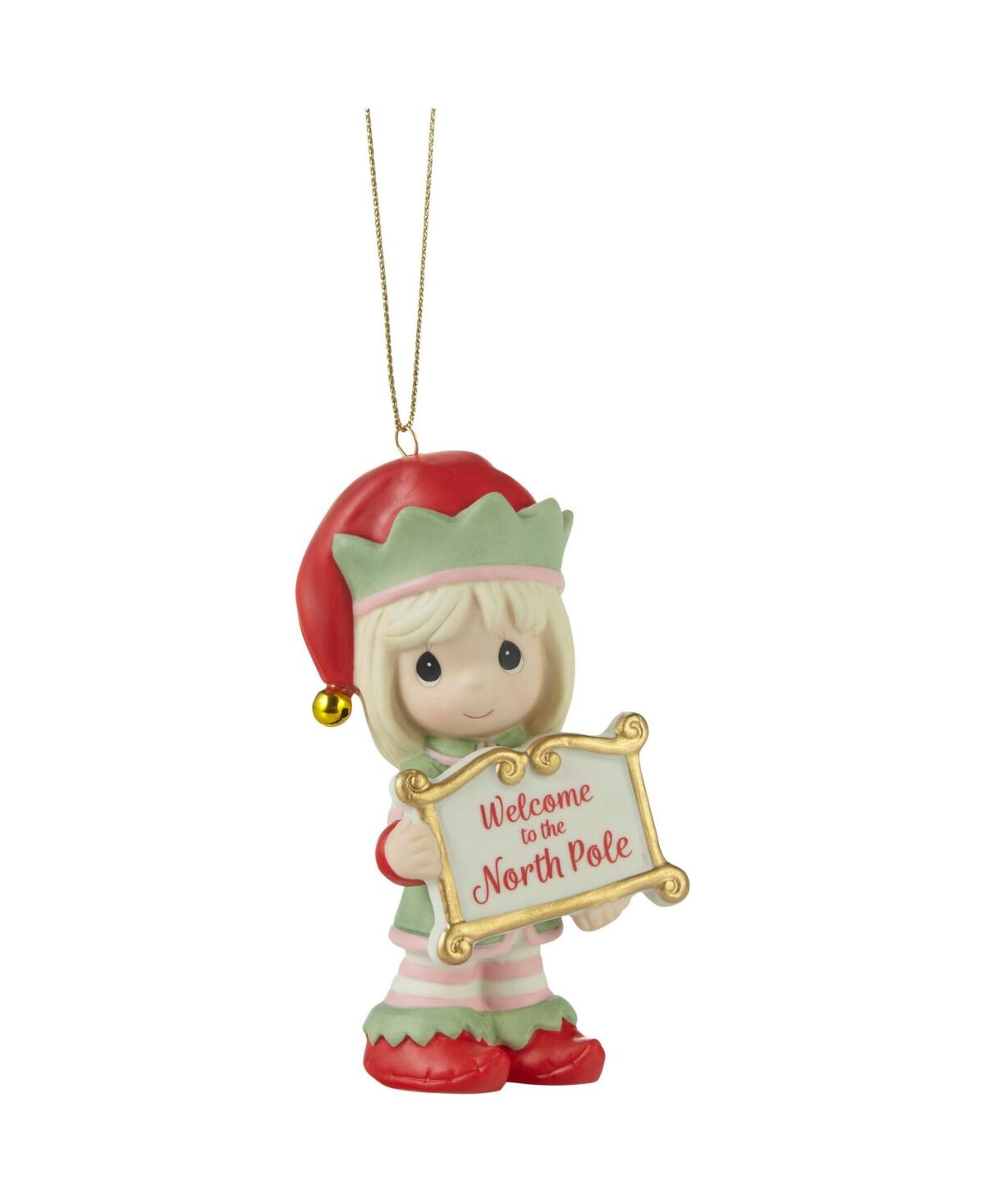 Precious Moments Greetings From The North Pole Annual Elf Bisque Porcelain Ornament - Multicolored