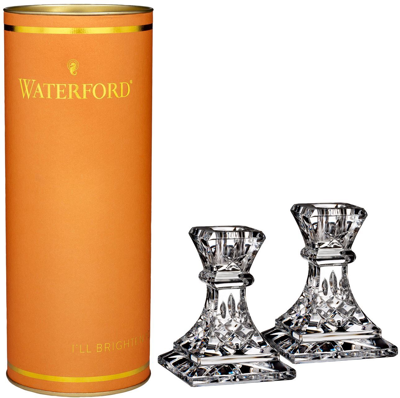 Waterford Giftology Lismore Candlestick, Set of 2 & Gift Box, Crystal