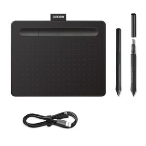 Wacom Intuos Small Zeichentablett Tablet zum Zeichnen & zur Fotobearbeitung mit druckempfindlichem Stift schwarz Ideal für Home-Office & E-Learning