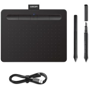 Wacom Intuos Small Zeichentablett Bluetooth Tablet zum Zeichnen & zur Fotobearbeitung mit druckempfindlichem Stift schwarz Ideal für Home-Office & E-Learning