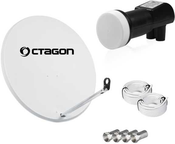 Octagon Sat Antenne 80cm + Twin LNB + 2x 10m Kabel