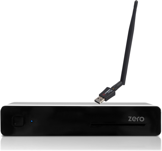 VU+ Plus Zero E2 Linux Full HD H265 Sat 1x DVB-S2 Receiver Schwarz + 300Mbit Wlan Stick