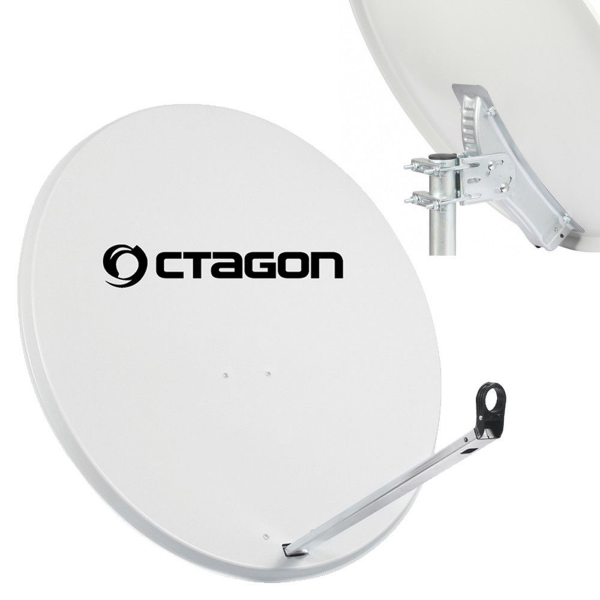 Octagon Sat Antenne Satspiegel Aluminium Click System Hellgrau 100cm