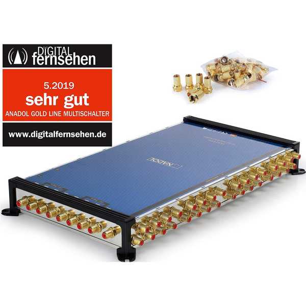 Anadol Gold Line 9/32 Multischalter 2 Satellit 32 Ausgänge 41 x vergoldete F-Stecker