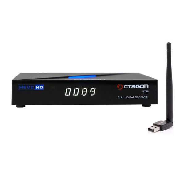 Octagon SX89 Full HD H.265 Linux LAN HDMI DVB-S2 Sat Tuner IP Receiver mit 150Mbit/s WLAN-Stick