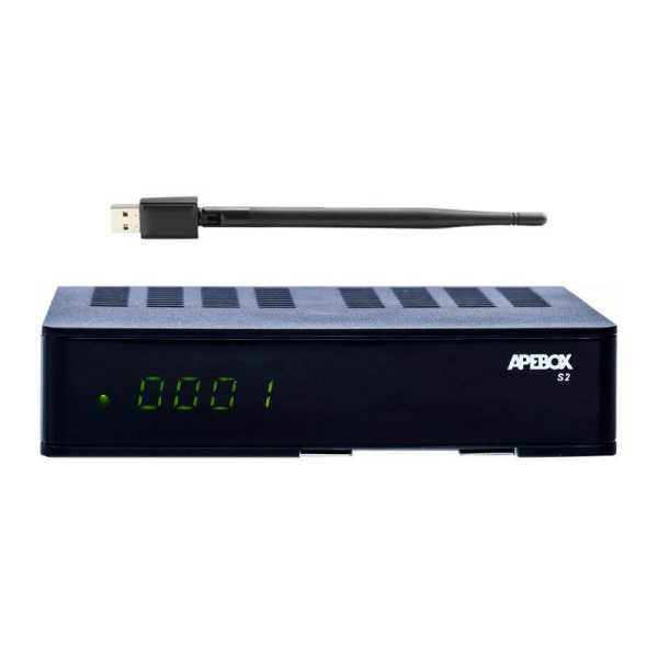 Apebox S2+ Full HD 1080p H.265 LAN WiFi TV IP DVB-S2 Sat Receiver Schwarz
