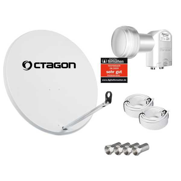 Octagon Sat Antenne 80cm + Twin LNB + 2x 10m Kabel