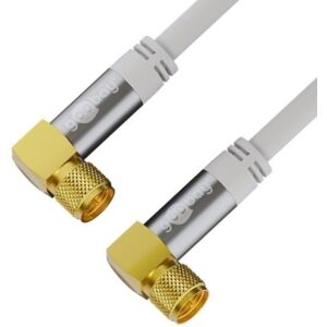 Premium Vinklet F-Kabel - 4 X Afskærmning - 135db - Hvid - 10 M