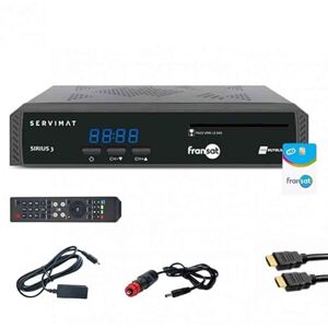 Servimat – Sirius HD  Demodulador Satélite + Tarjeta Fransat + Puerto IR + Cable HDMI + cordón 12 V SIRIUSFULLPACK - Publicité