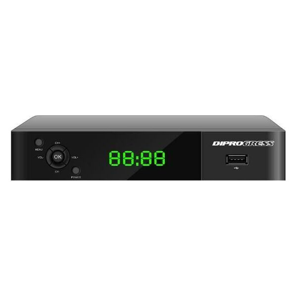 diprogress dpt207hd decoder digitale terrestre dvb-t2 hevc mpeg-4 hdmi lan usb colore nero - dpt207hd