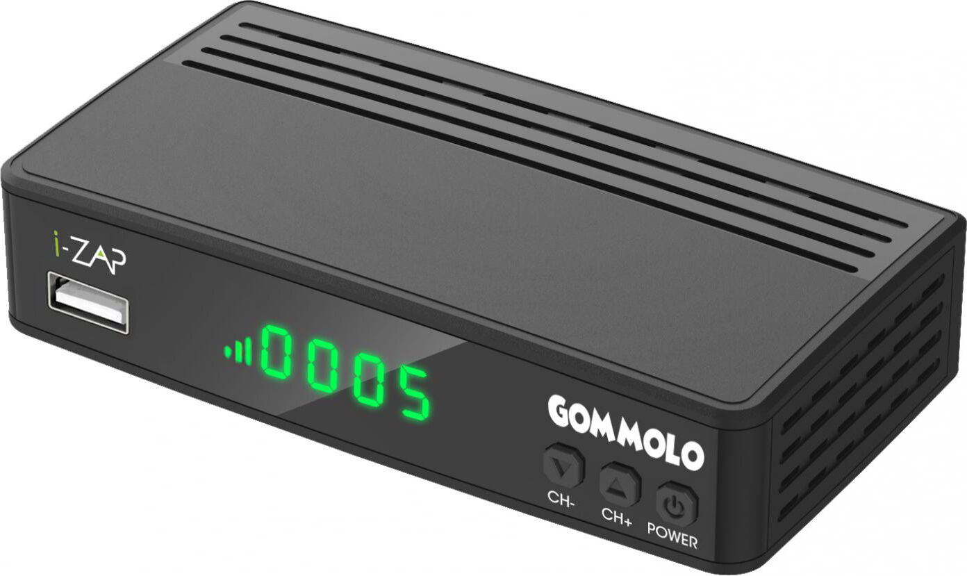 i-zap gommolo decoder digitale terrestre dvb-t2 hevc mpeg-4 hd con telecomando colore nero - gommolo