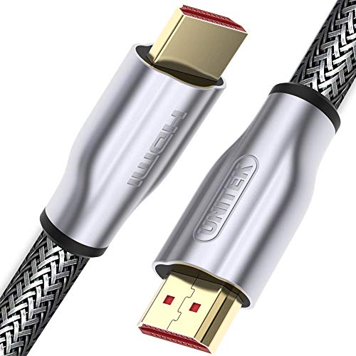 Y-C142RGY UNITEK 10 meter HDMI-kabel (M-M), Ver. 2.0 I Lux, 4K@60p, audio-Video I diameter 7,3 mm, 100% koppar, hög hastighet med Ethernet HDMI-kabel, skärmkabel, grå, nylonfläta, zinkspets
