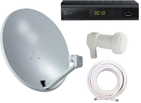 Telesystem Singel Satellitpaket Telesystem Ts3010 Hd Digitalbox (Dvb-S/s2) Pvr 80cm Parabol