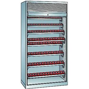 LISTA CNC-Schrank mit Rollladen, 8 Ebenen, 112 Halter ISO-SK 40, lichtgrau RAL 7035