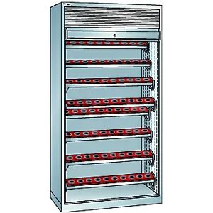 LISTA CNC-Schrank mit Rollladen, 8 Ebenen, 80 Halter HSK 63 A+C+E/80 B+D+F, lichtgrau RAL 7035