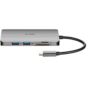 D-Link DUB-M810 8 in 1 USB C Hub (USB C Adapter mit HDMI 4K und 1080p, 3x USB 3 / USB 2, 1x Netzwerkanschluss 1Gbit/s, microSD-/SD- Kartenleser, 1x USB C zum Laden und für Daten bis 100W)