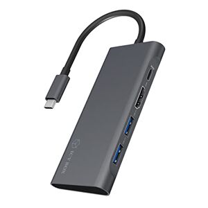 ICY BOX USB-C Docking Station (4-in-1) mit HDMI (4k 60Hz), 3-fach USB 3.0 HUB, 60W Power Delivery, Aluminium, Grau für Laptop, MacBook, iPad Pro oder Android Tablet/Smartphone