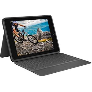 Logitech Rugged Folio für iPad (7., 8. und 9. Generation) – Schutzcase mit Smart Connector und strapazierfähiger, spritzwassergeschützter Tastatur, Deutsches QWERTZ-Layout Schwarz