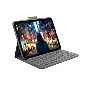 Logitech iPad (10. Generation) Tastatur-Case   Slim Folio mit integrierter kabelloser Tastatur Graphit