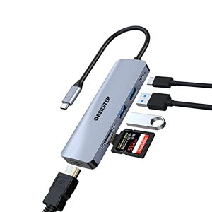 OBERSTER HOPDAY USB C Hub, 6 in 1 USB C Adapter für MacBook Air/Pro, Dual Display 4K HDMI Docking Station
