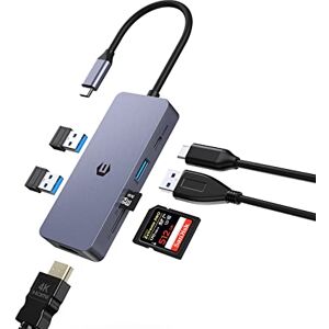 HOPDAY 7 In 1 USB C Hub,  USB C-Adapter mit 4K HDMI Dual Display, 100W Typ C PD, 3 USB 3,0 5Gbit/s, SD/TF, USB C bis HDMI Multiport Dongle für MacBook, IMAC, IPAD, HP, Dell, XPS, Surface