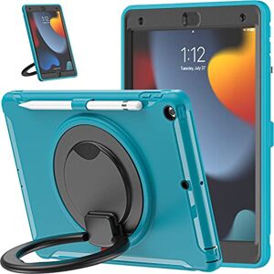 Visaccy Hülle für iPad 9/8/7 Generation 10,2 Zoll, Slim Silikon TPU Bumper Stoßfest Armor Case mit Drehbaren Ständer Stifthalter Dunkelblau