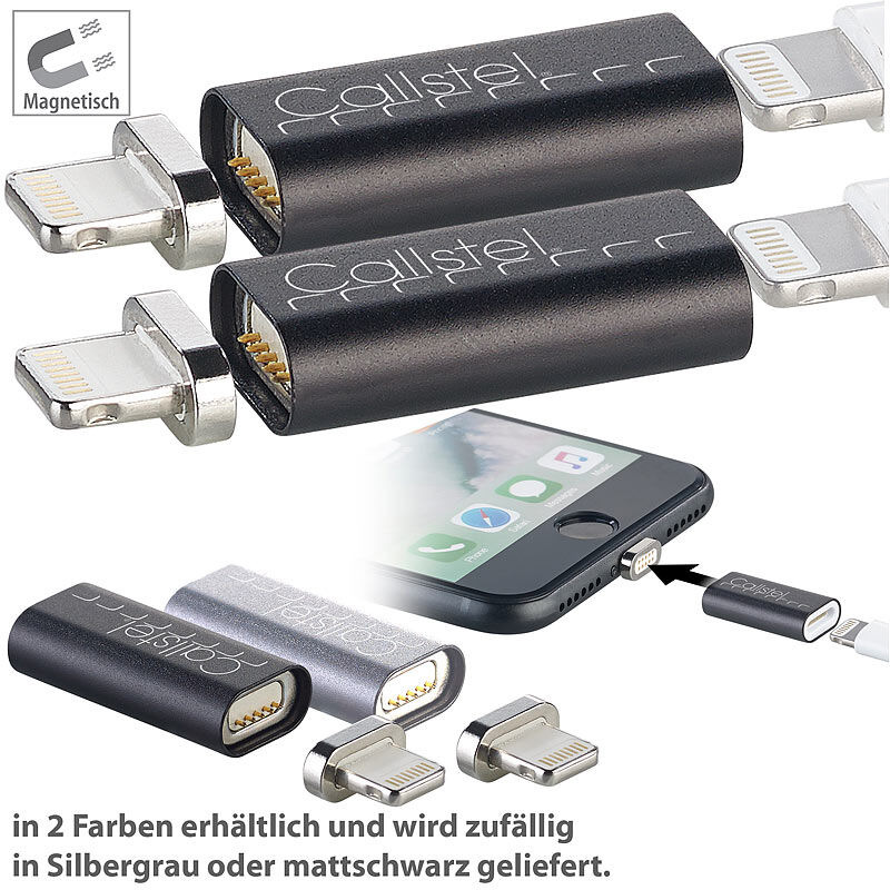 Callstel Lightning-Lade-Adapter mit magnetischem 8-Pin-Stecker, 2er-Set
