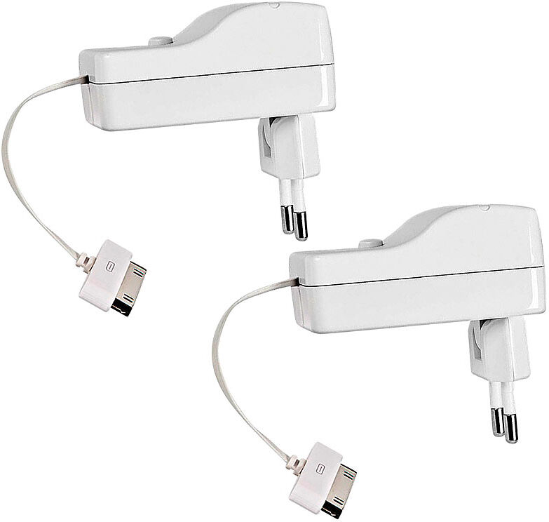 Apple Ladegerät für iPhone & iPod, Dock-Connector, Kabel ausziehbar, 2er-Set