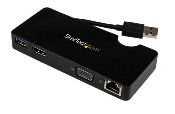 StarTech.com Startech USB3SMDOCKHV - USB 3.0 Universal Laptop Mini Dockingstation mit HDMI oder VGA, Gbit-LAN, USB 3.0