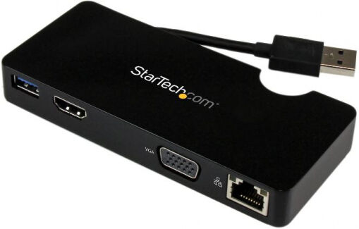 StarTech.com Startech USB3SMDOCKHV - USB 3.0 Universal Laptop Mini Dockingstation mit HDMI oder VGA, Gbit-LAN, USB 3.0