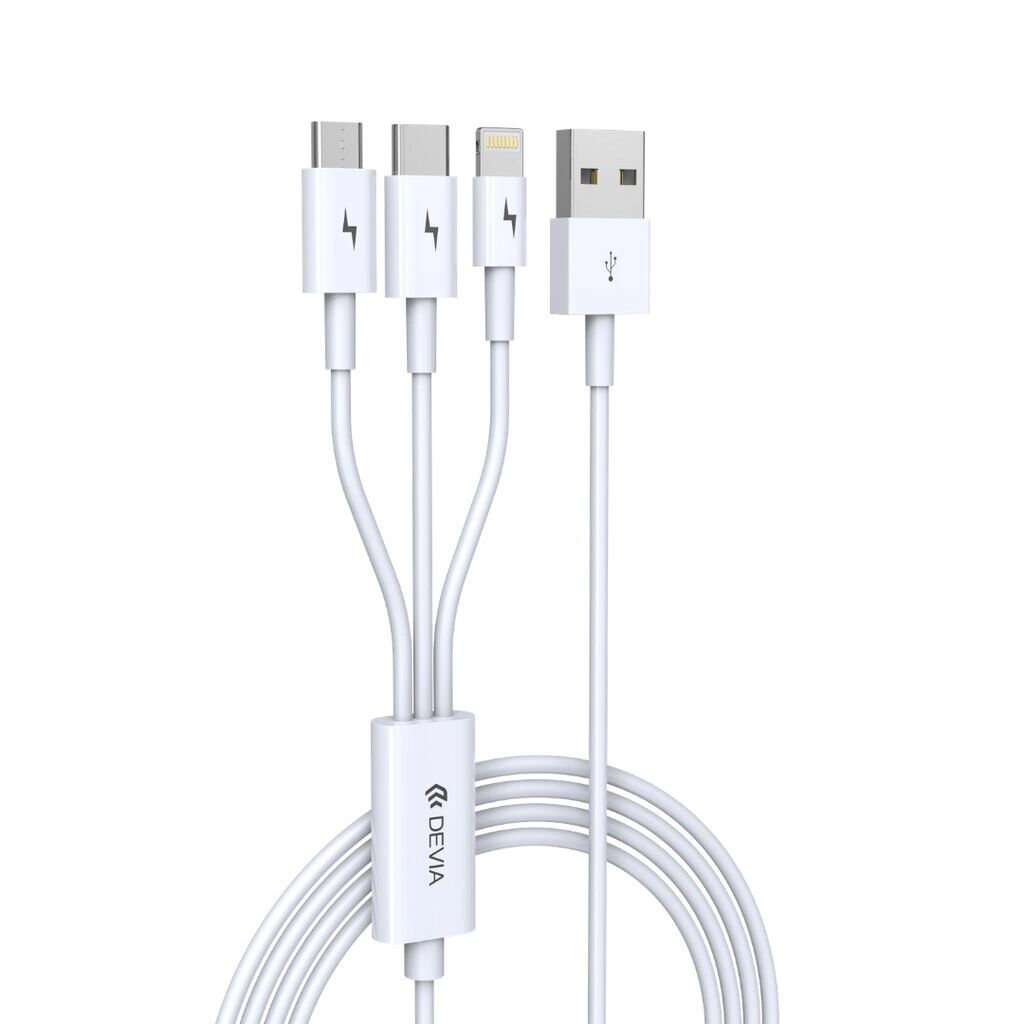 Devia Kabel 3v1 - Devia, Smart White (Lightning+Micro+Type-C)