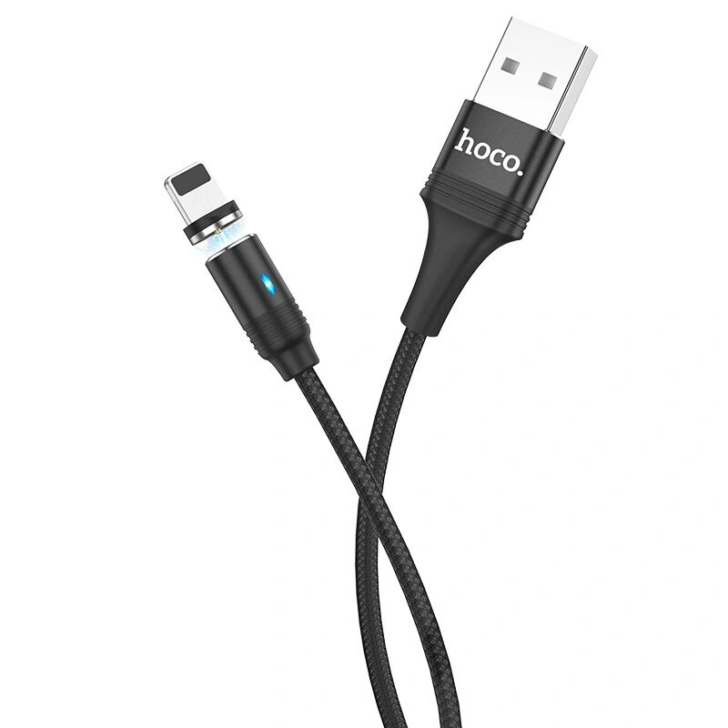 Hoco Magnetický kabel USB-A/Lightning pro iPhone a iPad - Hoco, U76 Fresh Black