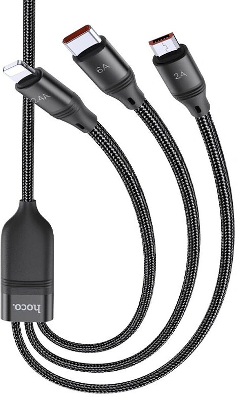 Hoco Kabel 3v1 - Hoco, U104 Ultra Black (Lightning+Micro+USB-C)