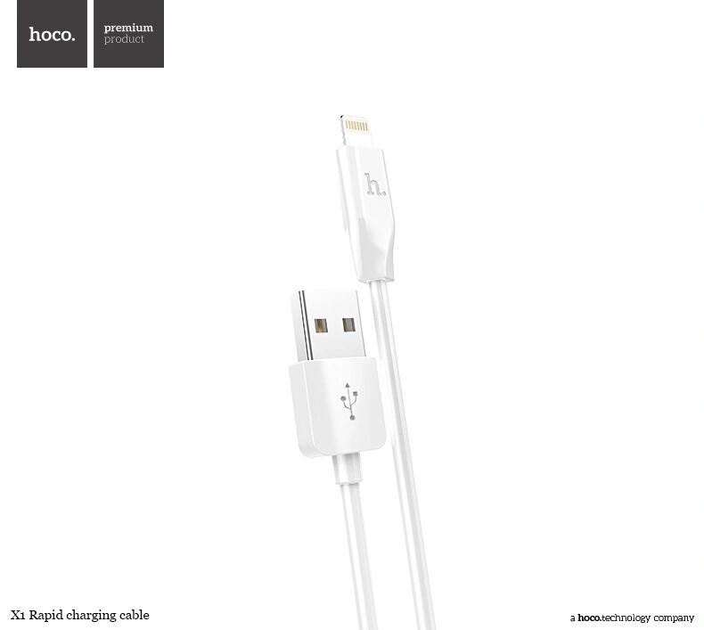 Hoco Kabel USB-A/Lightning pro iPhone a iPad - Hoco, X1 White 200cm