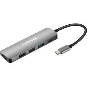 SANDBERG 136-32 - USB 3.0 Hub 5 Port, USB-C zu 1x USB 3.0, 2x USB 2.0, 1x HDMI, 1x