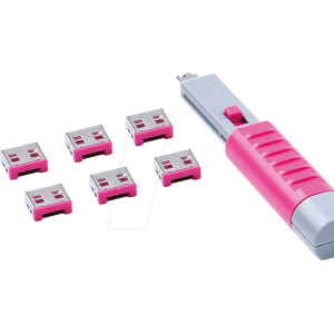 SMARTKEEPER SK UL03PKPK - Port Schloss, USB Typ A, 6 Stück, mit Schlüssel, pink