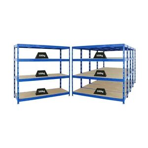 PROREGAL Mega Deal 5x Profi Schwerlastregal Rhino   HxBxT 180x200x60cm   4 Spanplatten-Ebenen 16mm   Fachlast 500kg   Blau