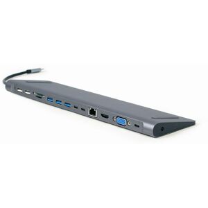 A-CM-COMBO9-01 USB-Typ-C-9-in-1-Multiport-Adapter (USB-Hub + hdmi + vga + pd + Kartenleser + lan + 3,5-mm-Audio), Space Grey - Gembird