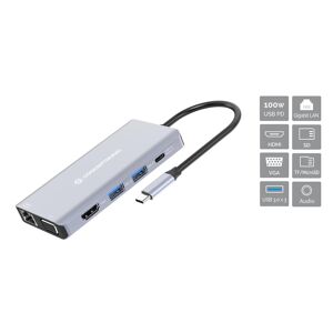 Conceptronic DONN20G 10-in-1 USB 3.2 Gen 1 Dockingstation, HDMI, USB-A 3.0 x 3