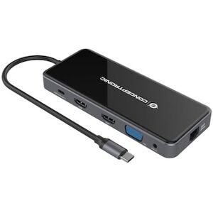 Conceptronic DONN15G 12-in-1 USB 3.2 Gen 1 Dockingstation, HDMI, VGA, Card-Reade