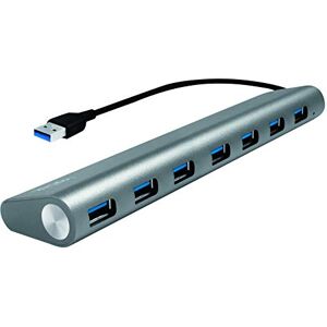 Logilink UA0308 USB 3.0 Hub für PC/Laptop, 7-Ports Aluminiumgehäuse Silber