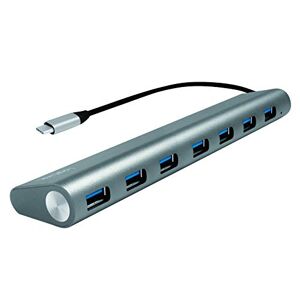 Logilink UA0310 USB 3.1 Hub für PC/Laptop, 7-Ports Aluminiumgehäuse Silber